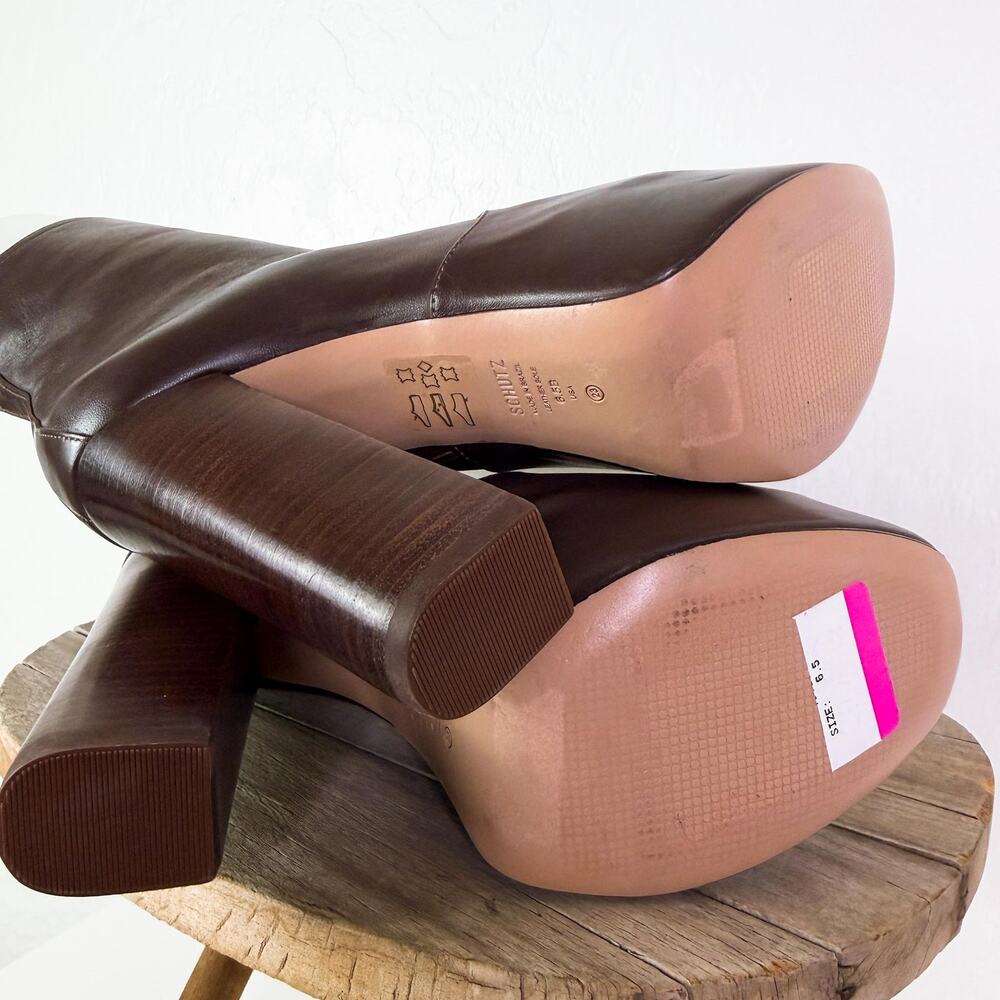 Schutz Aberdeen 70s Y2K Chocolate Brown Block High Heels Platform Boots 6.5 NWT - Picture 10 of 12